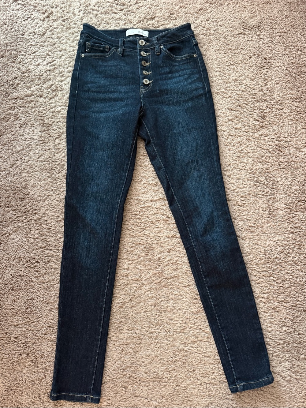 KanCan Dark Blue High-Rise Skinny Jeans with Button Fly